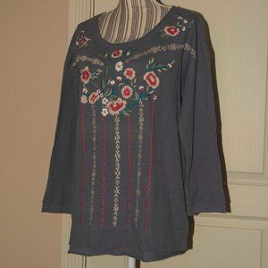 Caite afffle knit thermal embroidered top Large